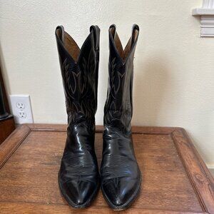 Justin USA Men's Black Leather Western Cowboy Boots